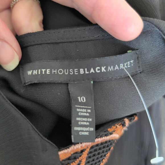 WHBM Peplum Top Blouse Long Sleeve Chiffon Embroidered Bishop Empire Size 10 - Picture 6 of 11